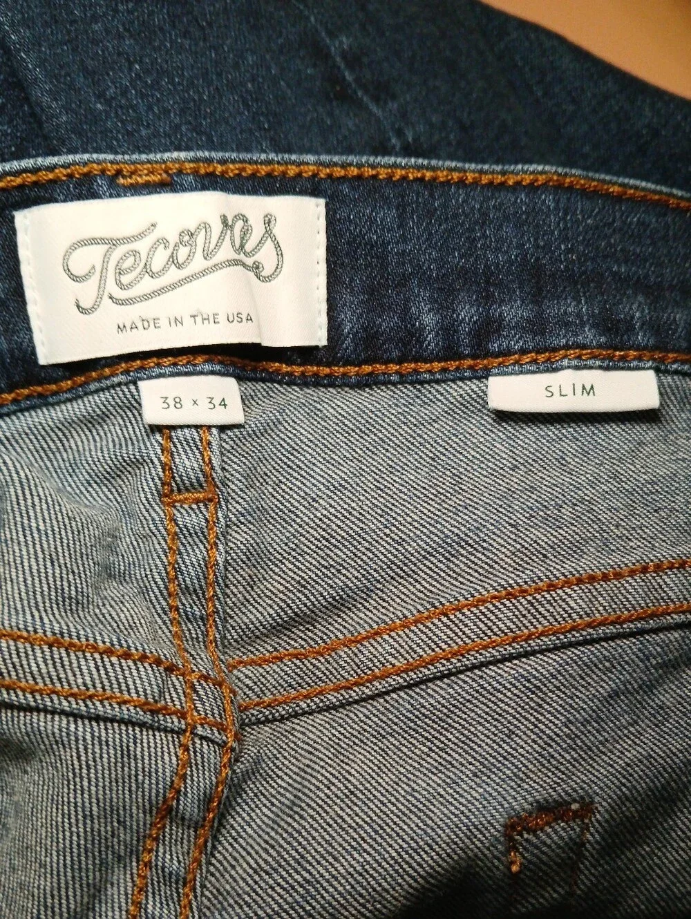 Tecovas Men's Dark Indigo Slim Jeans 38x34